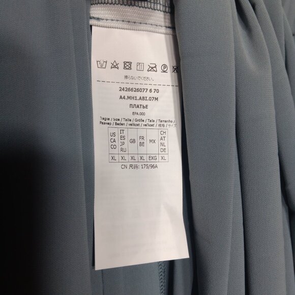 Max Mara Kiss Pleated Jersey Midi Dress Light Blue Gray Size 14 NWT Missing Belt - Picture 10 of 11